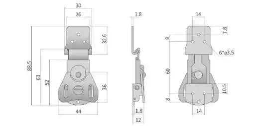 Medium size stainless steel 304 draw latch M863 (3)dub