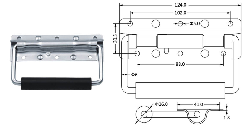 124MM surface mounted handle with spring chrome (1)aai