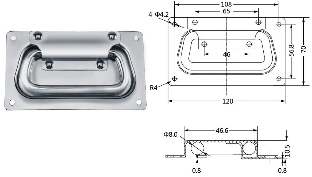 Stainless steel case recessed handle M207NSS (5)0yl