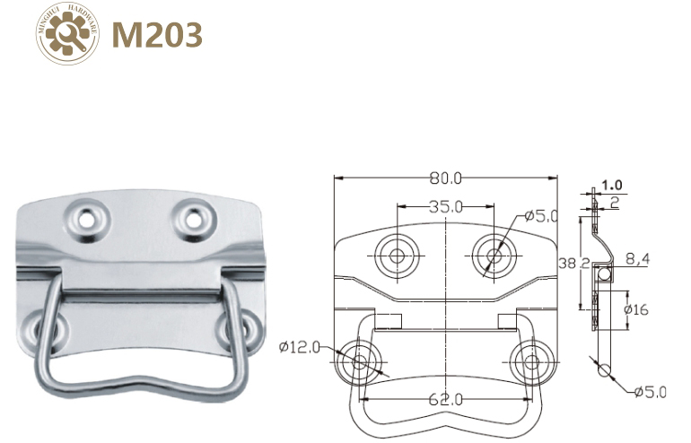 Small size steel handle for box M203 (2)f7n