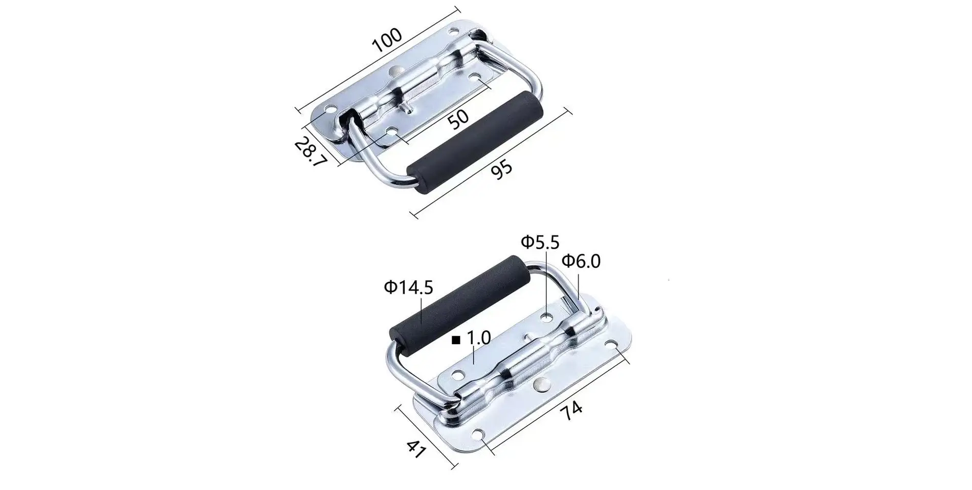 100MM surface mounted handle with spring (2)vrg