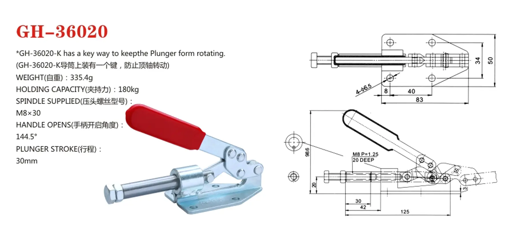 Push pull woodworking toggle clamp GH-36020k0p