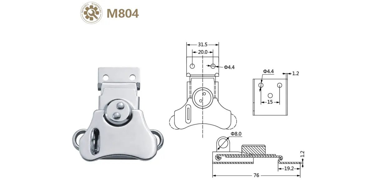 Flight case surface-mounted latch with pad-lockable M804 (5)9qq