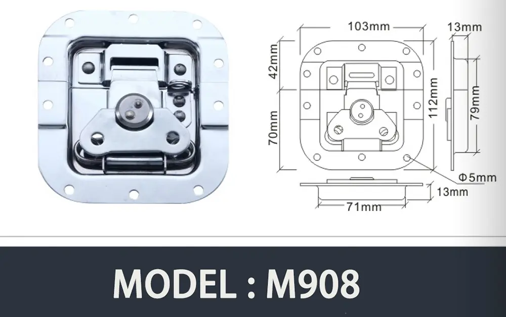 Chrome butterfly latch in dish with offset M908 (4)n0s