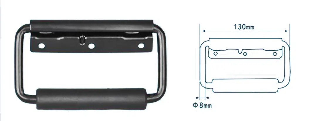 Surface mounted spring handle with narrow base M21302et