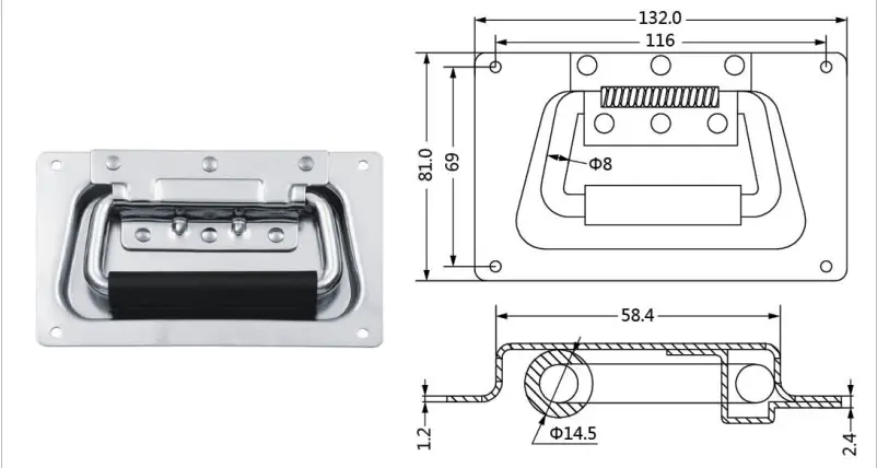 Mild steel case recessed handle chrome M207 (4)rnn