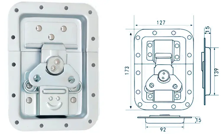 Large Flight case recessed lock with offset M917-C (5)0wj