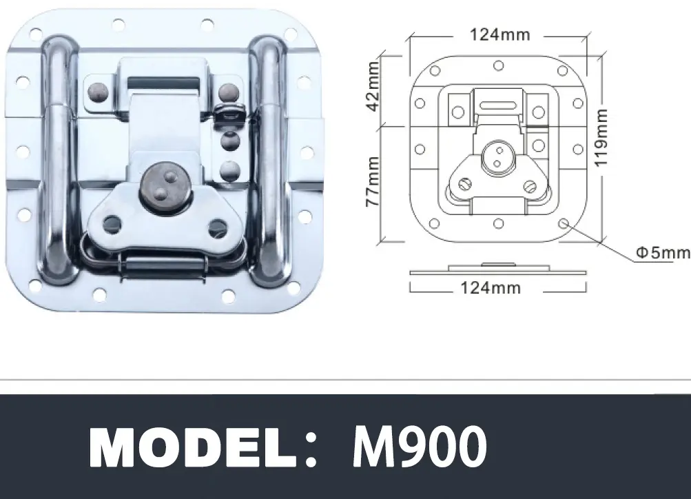 Medium chrome Butterfly Latch in Surface Mount Dish with Protective Ridgeslt3